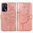 Leather Case Stands Butterfly Flip Cover Holder Y01B for Oppo A16 Rose Gold