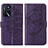 Leather Case Stands Butterfly Flip Cover Holder Y01B for Oppo A54s Purple
