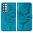 Leather Case Stands Butterfly Flip Cover Holder Y01B for Oppo Reno6 Pro 5G Blue