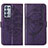 Leather Case Stands Butterfly Flip Cover Holder Y01B for Oppo Reno6 Pro 5G Purple