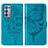 Leather Case Stands Butterfly Flip Cover Holder Y01B for Oppo Reno6 Pro+ Plus 5G Blue