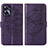 Leather Case Stands Butterfly Flip Cover Holder Y01B for Realme C55 Purple