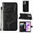 Leather Case Stands Butterfly Flip Cover Holder Y01B for Realme V23i 5G Black