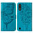 Leather Case Stands Butterfly Flip Cover Holder Y01B for Samsung Galaxy A01 SM-A015 Blue