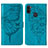 Leather Case Stands Butterfly Flip Cover Holder Y01B for Samsung Galaxy A11 Blue