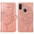 Leather Case Stands Butterfly Flip Cover Holder Y01B for Samsung Galaxy A11 Rose Gold