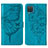 Leather Case Stands Butterfly Flip Cover Holder Y01B for Samsung Galaxy A12 Blue