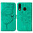 Leather Case Stands Butterfly Flip Cover Holder Y01B for Samsung Galaxy A20 Green