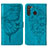 Leather Case Stands Butterfly Flip Cover Holder Y01B for Samsung Galaxy A21 Blue