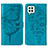 Leather Case Stands Butterfly Flip Cover Holder Y01B for Samsung Galaxy A22 4G Blue