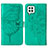 Leather Case Stands Butterfly Flip Cover Holder Y01B for Samsung Galaxy A22 4G Green