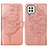 Leather Case Stands Butterfly Flip Cover Holder Y01B for Samsung Galaxy A22 4G Rose Gold