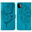 Leather Case Stands Butterfly Flip Cover Holder Y01B for Samsung Galaxy A22 5G Blue