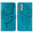Leather Case Stands Butterfly Flip Cover Holder Y01B for Samsung Galaxy A32 5G Blue