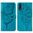 Leather Case Stands Butterfly Flip Cover Holder Y01B for Samsung Galaxy A50 Blue