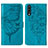 Leather Case Stands Butterfly Flip Cover Holder Y01B for Samsung Galaxy A50S Blue