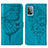 Leather Case Stands Butterfly Flip Cover Holder Y01B for Samsung Galaxy A52 4G Blue