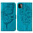 Leather Case Stands Butterfly Flip Cover Holder Y01B for Samsung Galaxy F42 5G Blue