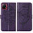 Leather Case Stands Butterfly Flip Cover Holder Y01B for Vivo iQOO U3 5G Purple