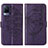 Leather Case Stands Butterfly Flip Cover Holder Y01B for Vivo V21 5G Purple