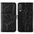 Leather Case Stands Butterfly Flip Cover Holder Y01B for Vivo Y15 Black