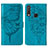 Leather Case Stands Butterfly Flip Cover Holder Y01B for Vivo Y17 Blue