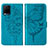 Leather Case Stands Butterfly Flip Cover Holder Y01B for Vivo Y21a Blue