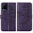 Leather Case Stands Butterfly Flip Cover Holder Y01B for Vivo Y21a Purple