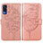 Leather Case Stands Butterfly Flip Cover Holder Y01B for Vivo Y31 (2021) Rose Gold