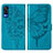 Leather Case Stands Butterfly Flip Cover Holder Y01B for Vivo Y53s 4G Blue