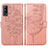 Leather Case Stands Butterfly Flip Cover Holder Y01B for Vivo Y72 5G Rose Gold