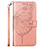 Leather Case Stands Butterfly Flip Cover Holder Y02B for Samsung Galaxy A02s Rose Gold