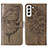 Leather Case Stands Butterfly Flip Cover Holder Y06B for Samsung Galaxy S21 5G Bronze