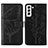 Leather Case Stands Butterfly Flip Cover Holder Y06B for Samsung Galaxy S21 FE 5G Black