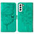 Leather Case Stands Butterfly Flip Cover Holder Y06B for Samsung Galaxy S21 FE 5G Green