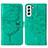 Leather Case Stands Butterfly Flip Cover Holder Y06B for Samsung Galaxy S22 5G Green