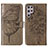 Leather Case Stands Butterfly Flip Cover Holder Y06B for Samsung Galaxy S24 Ultra 5G Bronze