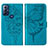 Leather Case Stands Butterfly Flip Cover Holder YB1 for Motorola Moto G Power (2022) Blue