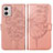 Leather Case Stands Butterfly Flip Cover Holder YB1 for Motorola Moto G53 5G Rose Gold