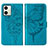 Leather Case Stands Butterfly Flip Cover Holder YB1 for Motorola Moto G54 5G Blue