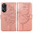 Leather Case Stands Butterfly Flip Cover Holder YB1 for Oppo Reno8 T 4G Rose Gold