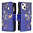 Leather Case Stands Butterfly Flip Cover L03 Holder for Apple iPhone 13 Blue