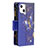 Leather Case Stands Butterfly Flip Cover L03 Holder for Apple iPhone 14 Plus Blue