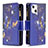 Leather Case Stands Butterfly Flip Cover L03 Holder for Apple iPhone 15 Blue