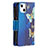 Leather Case Stands Butterfly Flip Cover L04 Holder for Apple iPhone 13 Blue