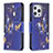 Leather Case Stands Butterfly Flip Cover L07 Holder for Apple iPhone 13 Pro Max Navy Blue