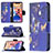 Leather Case Stands Butterfly Flip Cover L07 Holder for Apple iPhone 14 Navy Blue