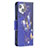 Leather Case Stands Butterfly Flip Cover L07 Holder for Apple iPhone 14 Navy Blue