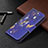 Leather Case Stands Butterfly Flip Cover L07 Holder for Apple iPhone 15 Plus Navy Blue