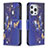 Leather Case Stands Butterfly Flip Cover L07 Holder for Apple iPhone 15 Pro Navy Blue